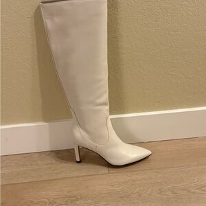 Nine West White Heeled Wide Calf Boots